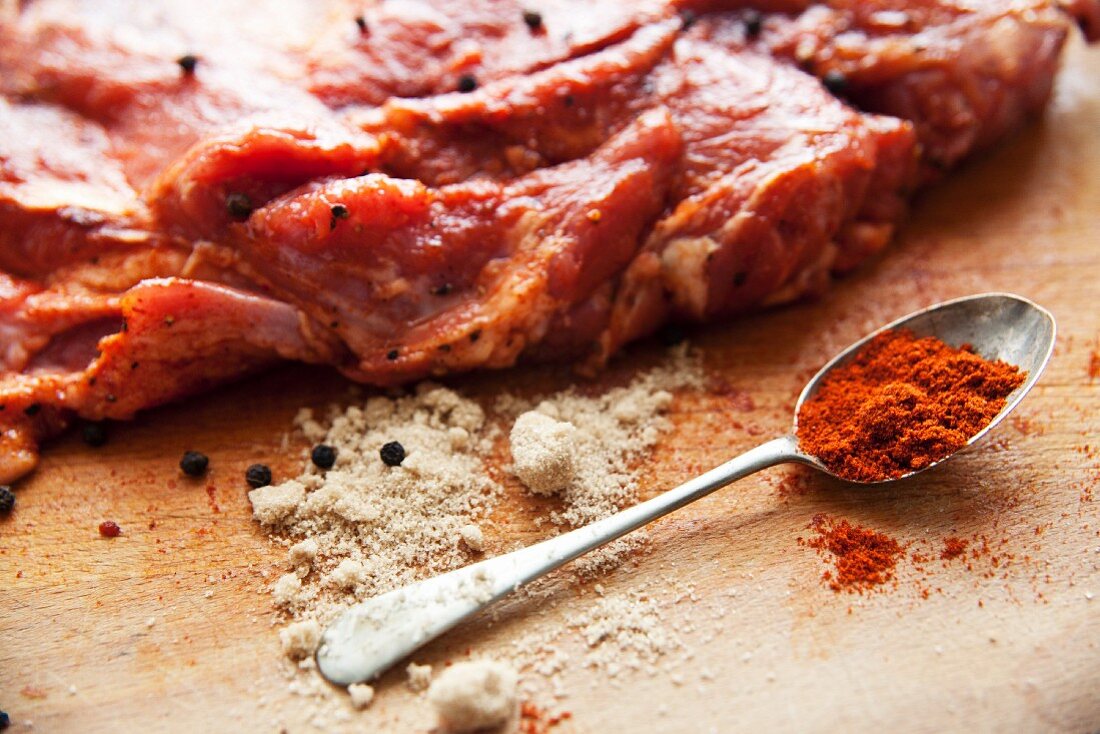 Pork shoulder and spices for pork pork
