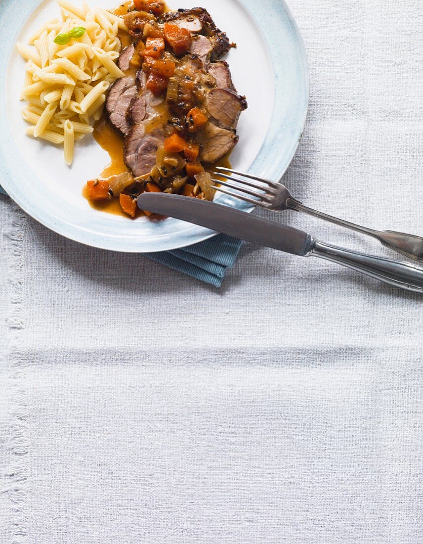 Italian roast pork with pasta