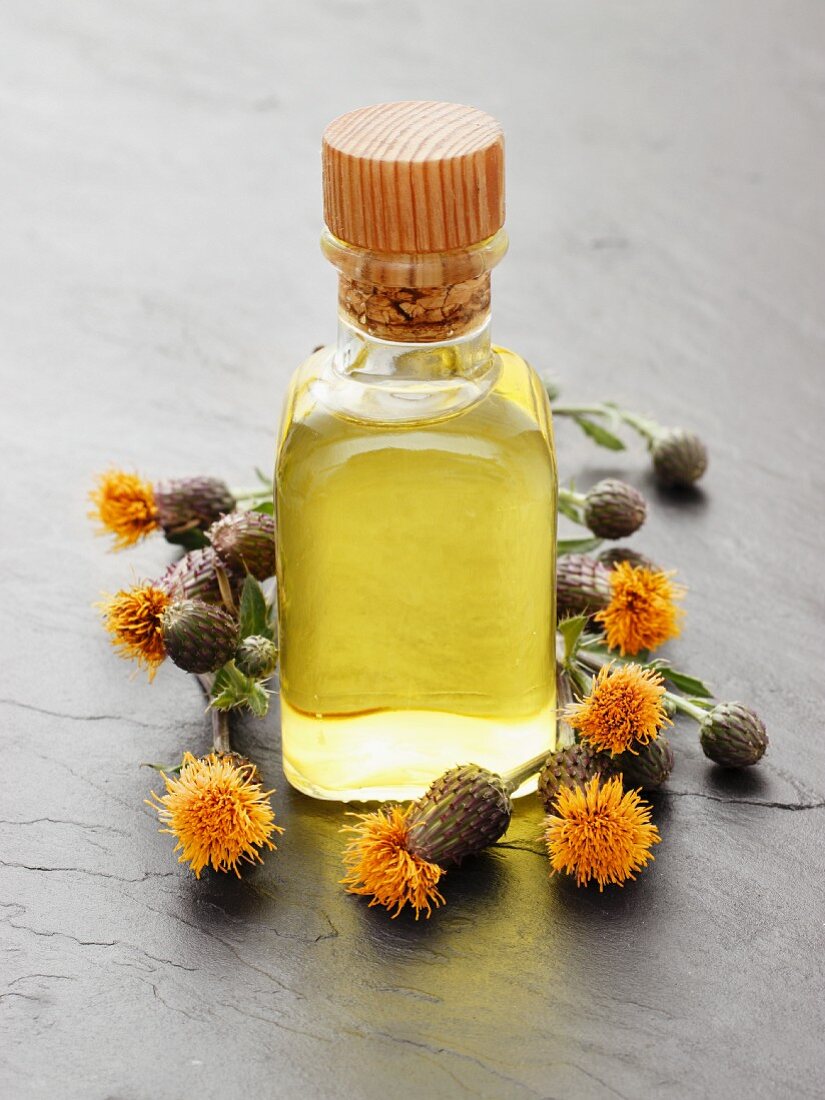 A bottle of thistle oil