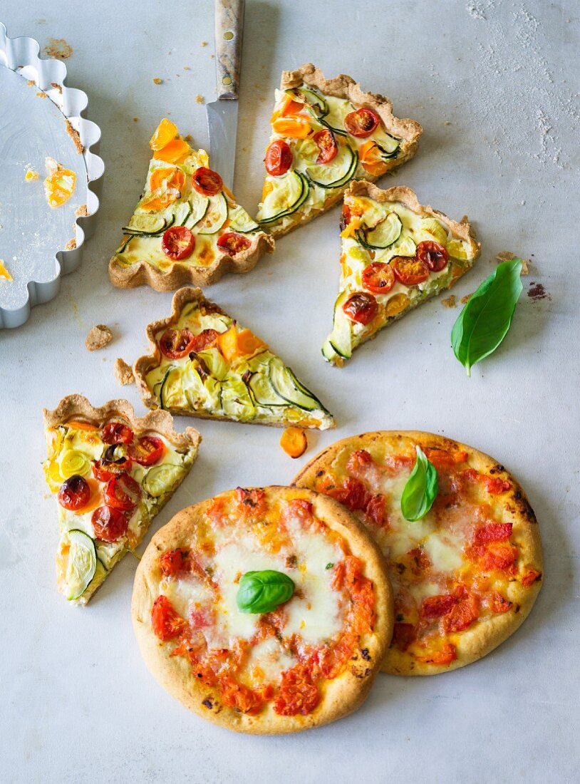ADHD food: vegetable quiche and mini pizzas