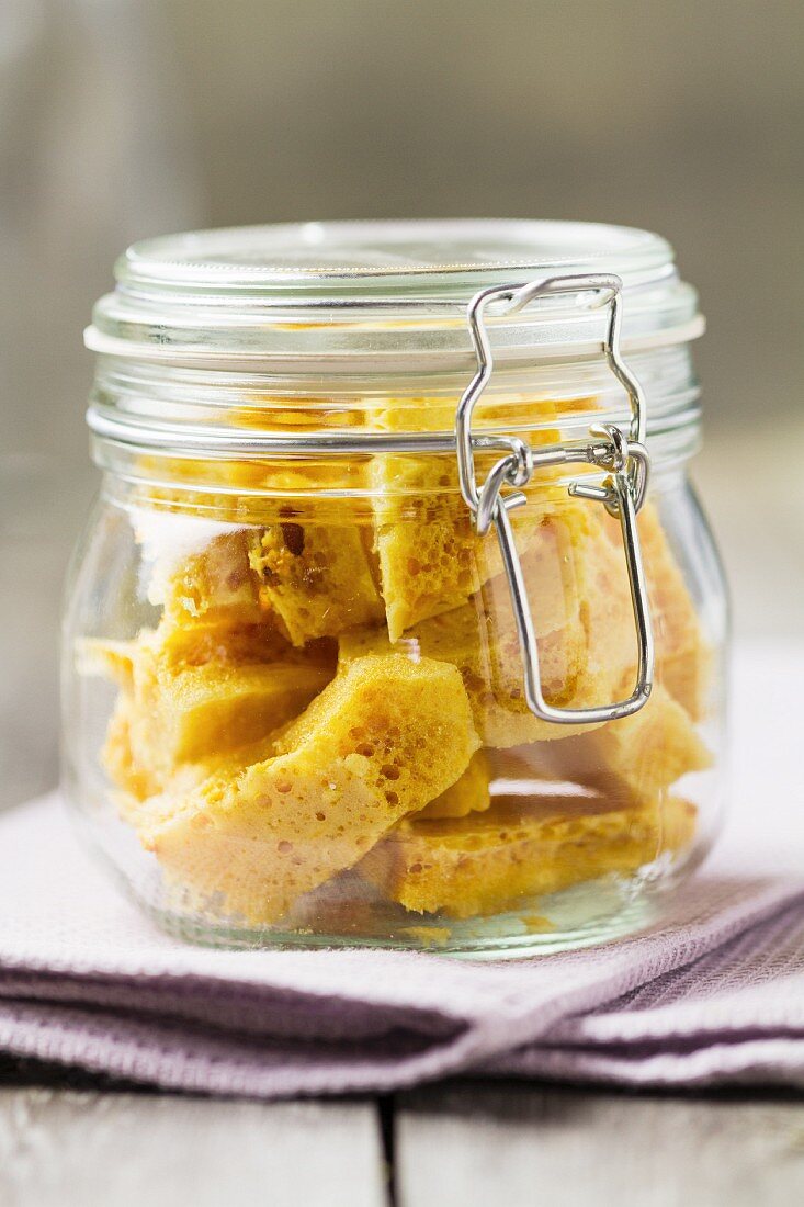 A jar of honeycomb, England