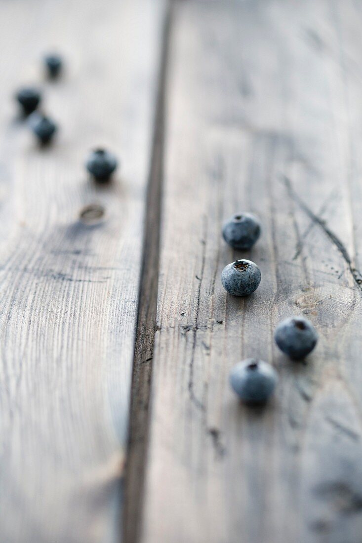 Blueberries on a wooden board