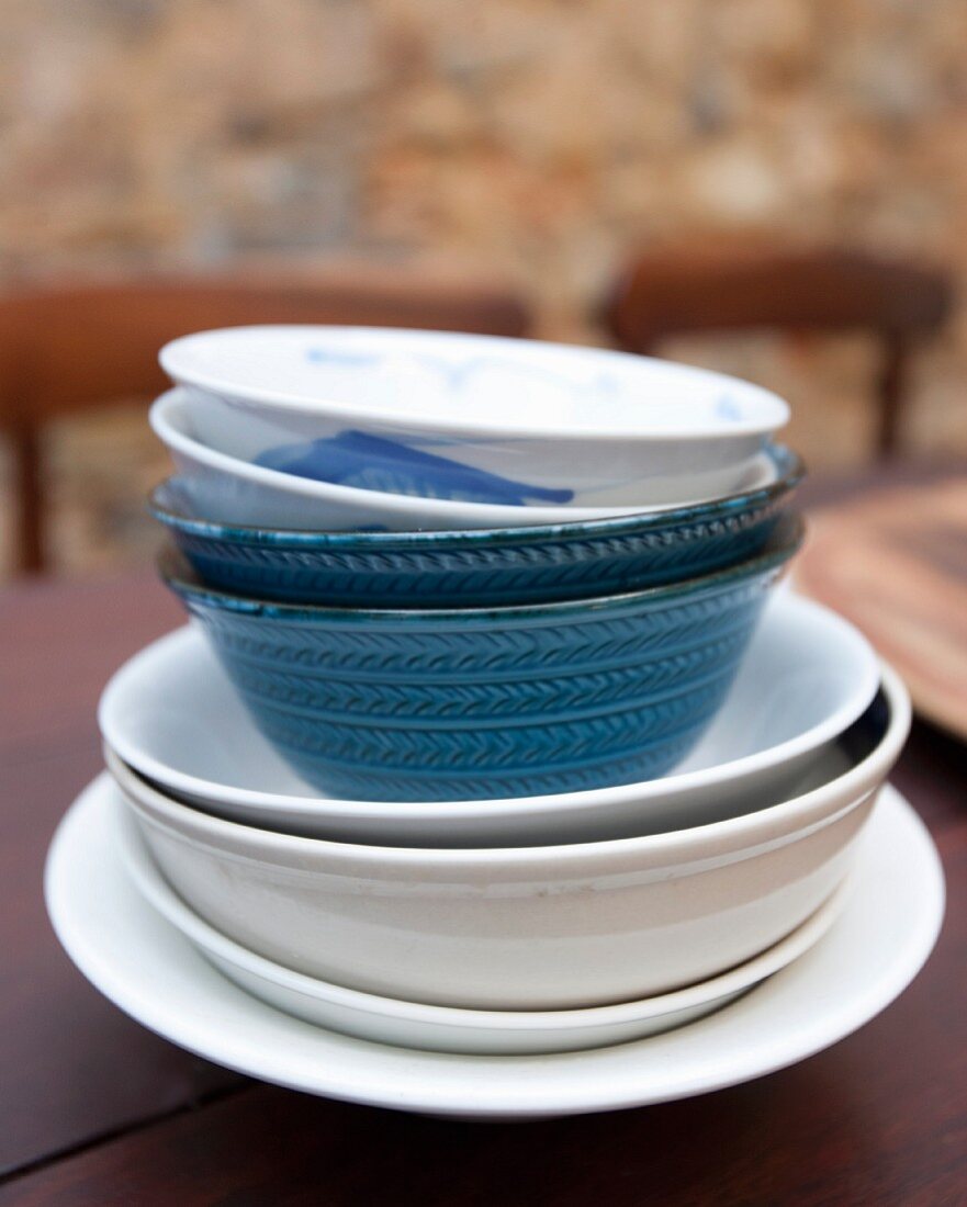 A stack of bowls and dishes