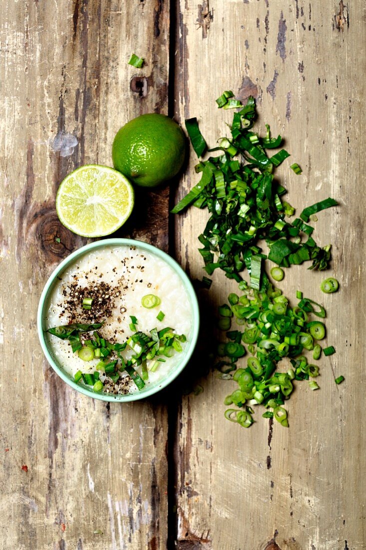 Fish soup with limes and spring onions