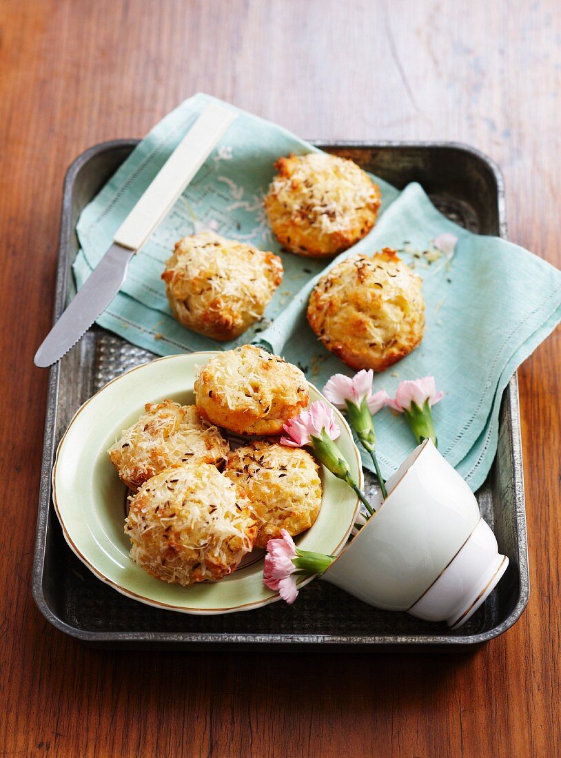 Parmesan muffins with caraway seeds
