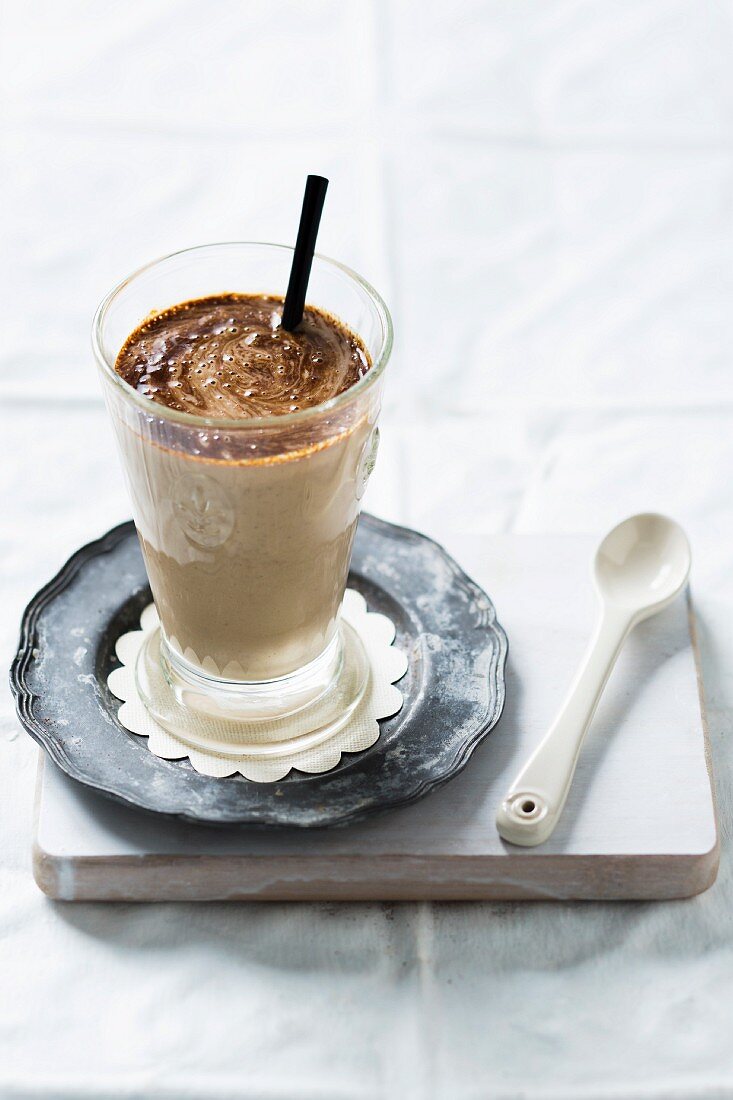 Yoghurt drink with mandarins and chocolate