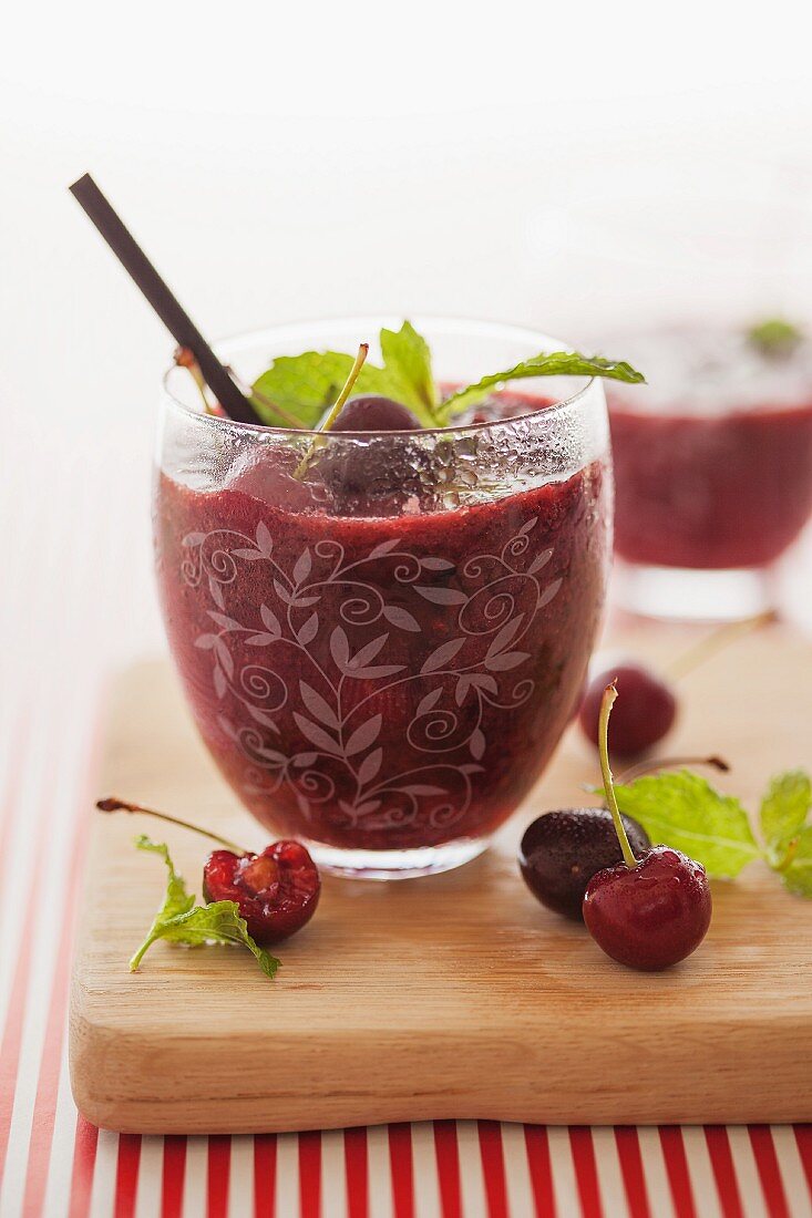 A frozen cherry mojito