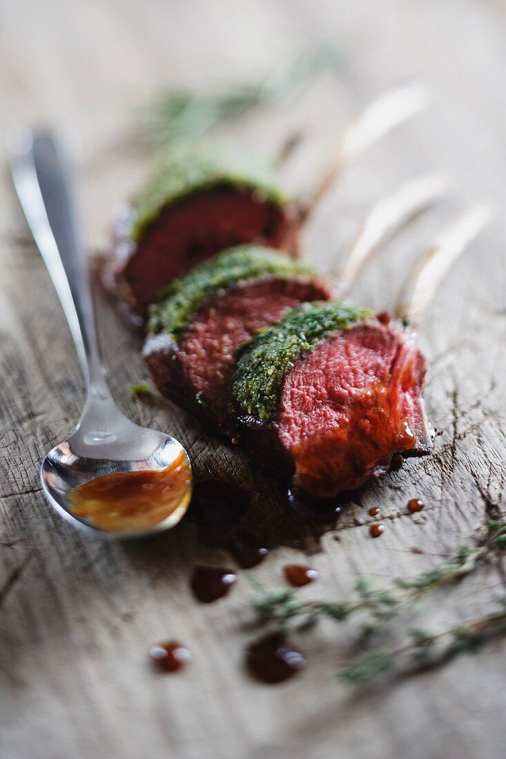Lamb chops with a herb crust