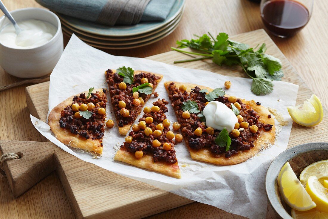Lamb and chickpea pizza