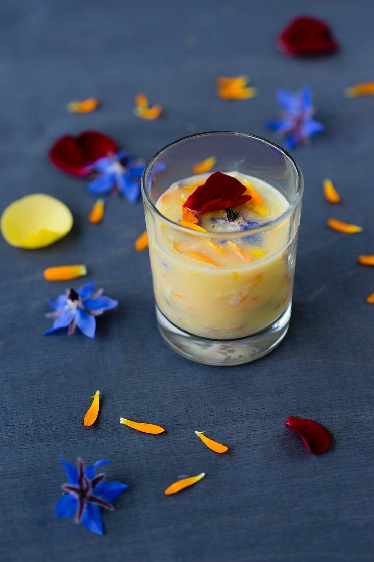 Petal butter made with rose petals, borage petals, marigold petals and sunflower petals