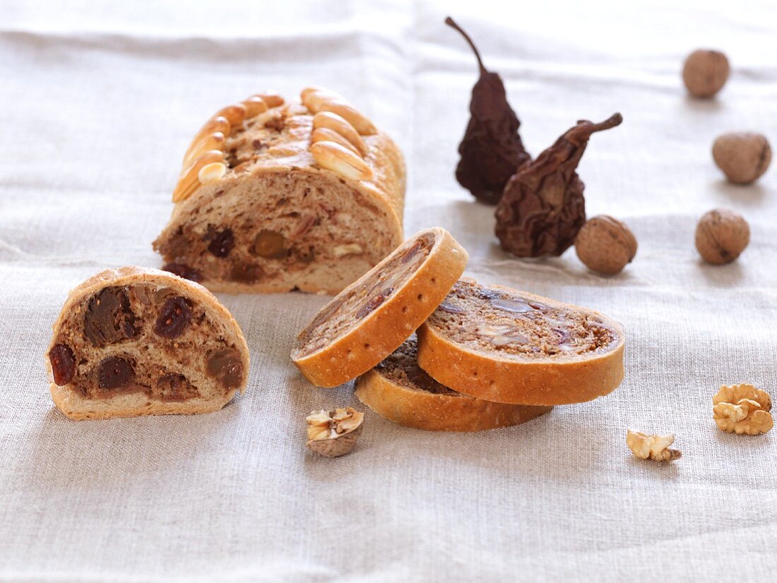 Fruit bread with walnuts