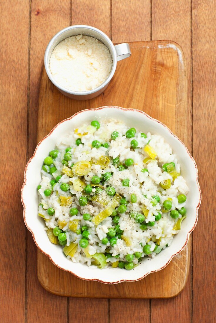 Risotto mit Lauch und Erbsen