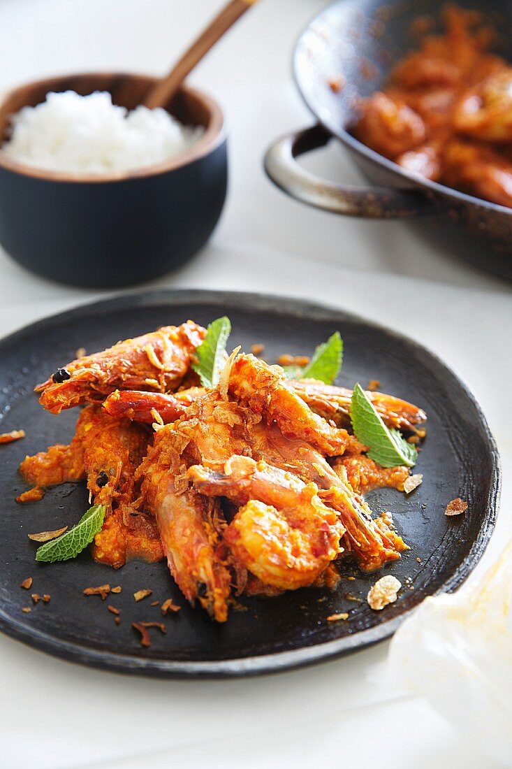 Prawns mit Sambal, Reisbeilage (Malaysia)