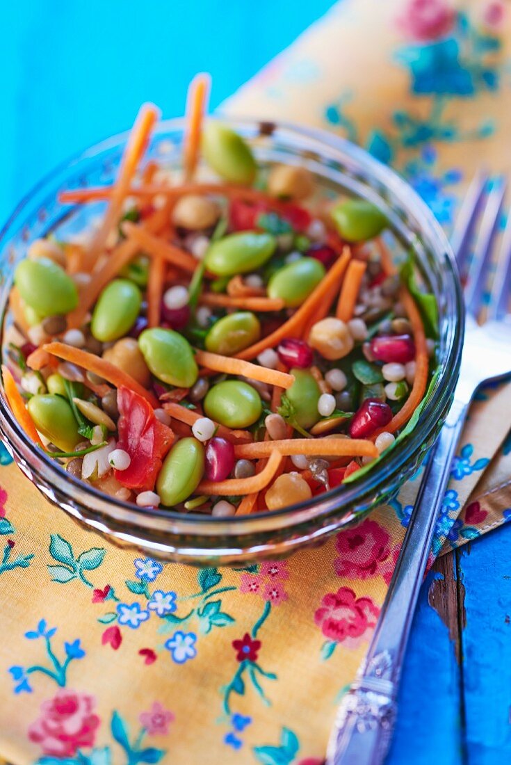 Carrot salad with beans and lentils
