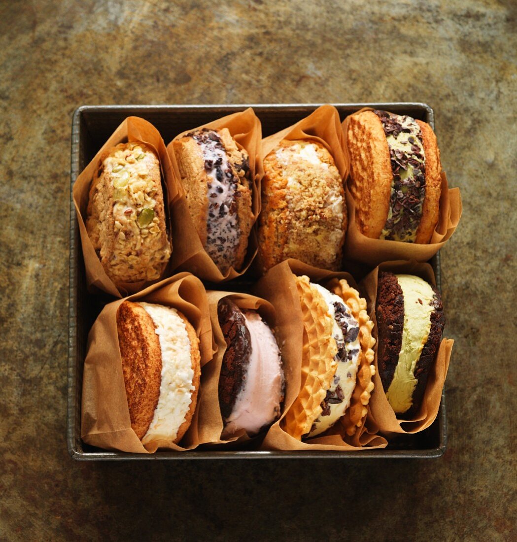 A selection of ice cream sandwiches