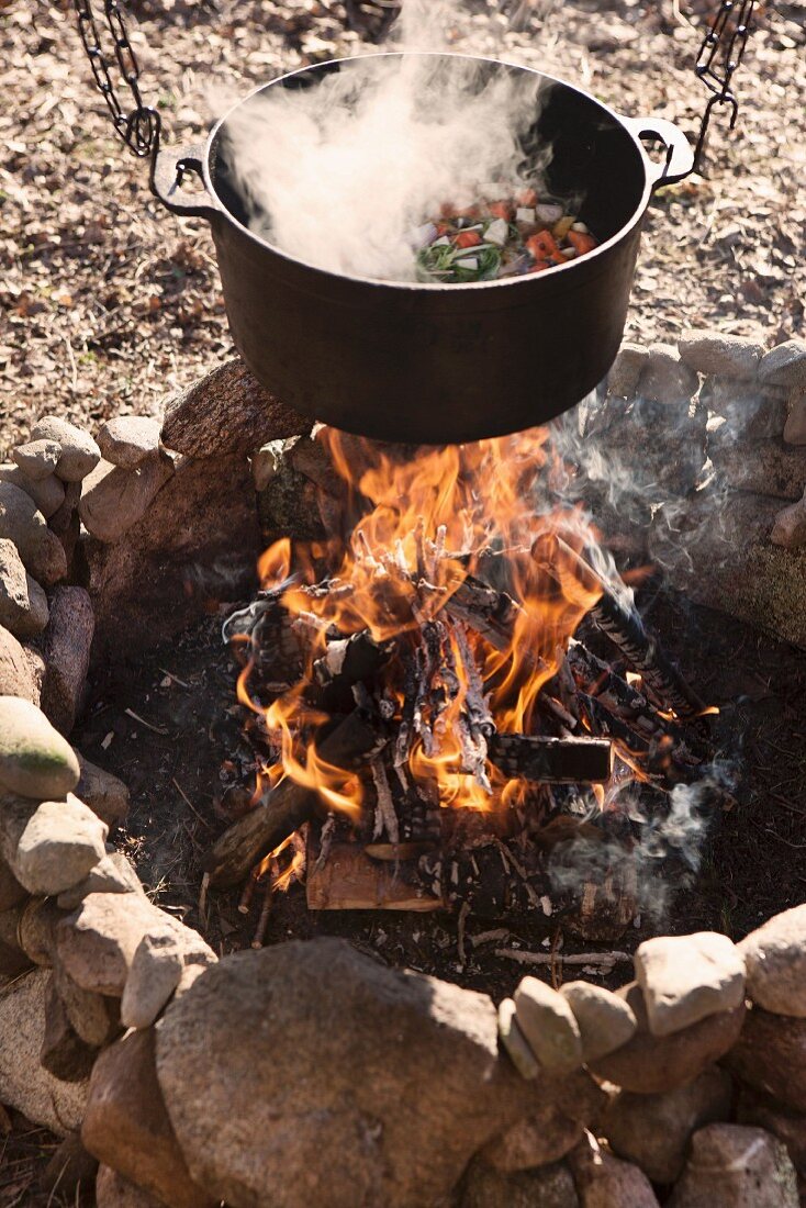 https://media02.stockfood.com/largepreviews/MzUwNDM2MzY5/11304399-Steaming-vegetable-stew-in-cooking-pot-suspended-over-campfire-in-stone-hearth.jpg
