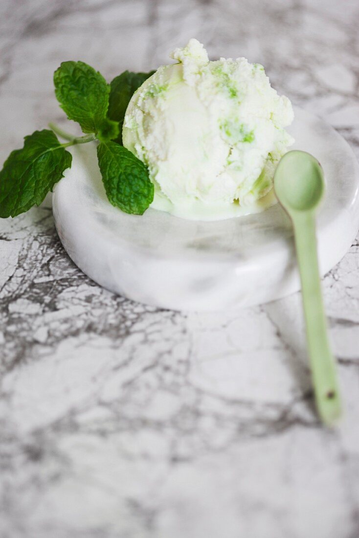 Green mint ice cream