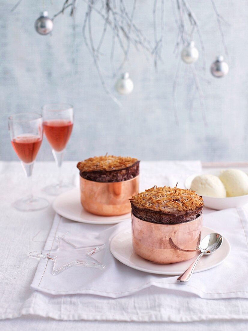 Cherry soufflé with chocolate for Christmas