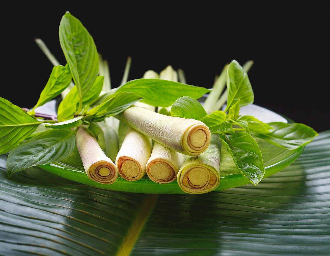 Fresh lemongrass and Thai basil