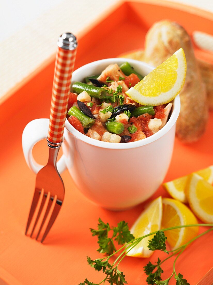 Salad nicoise in a cup