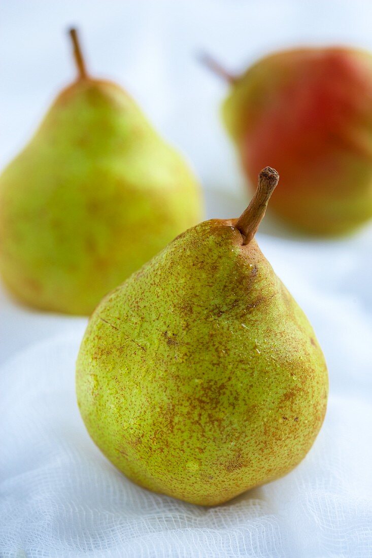 Three freshly washed pears