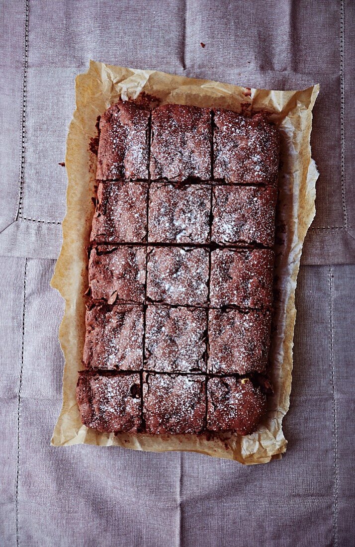 Chocolate brownies with cranberries for Christmas