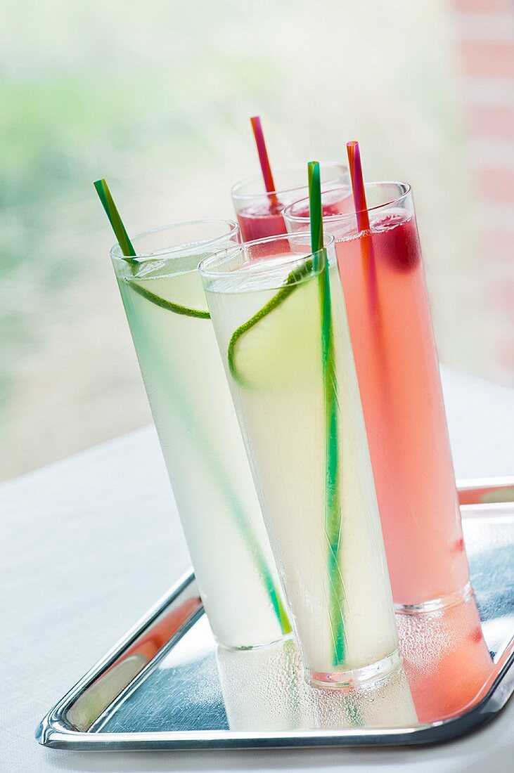 Limeade and raspberry drinks