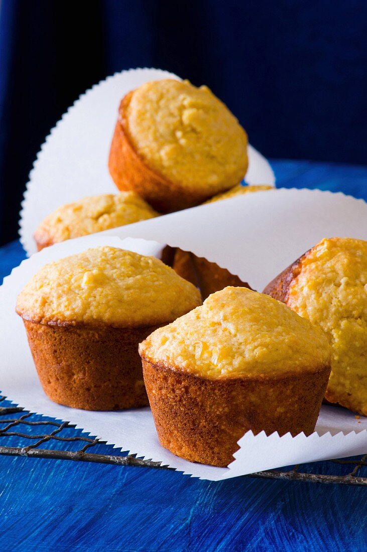 Corn muffins on parchment paper
