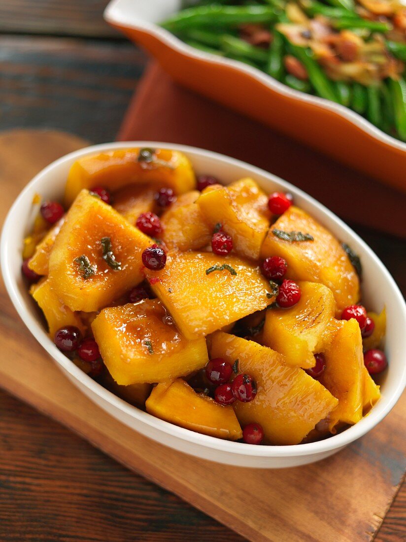 Roasted pumpkin with cranberries