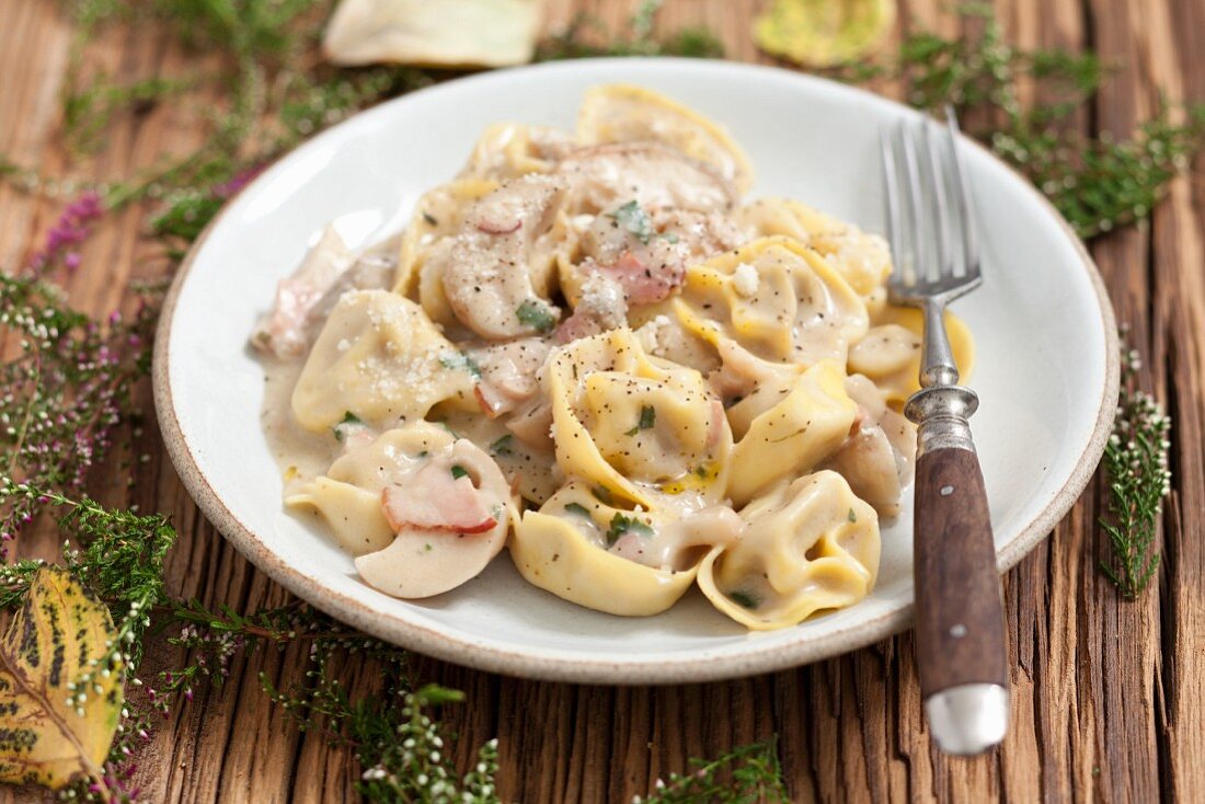 Tortellini with porcini mushroom sauce