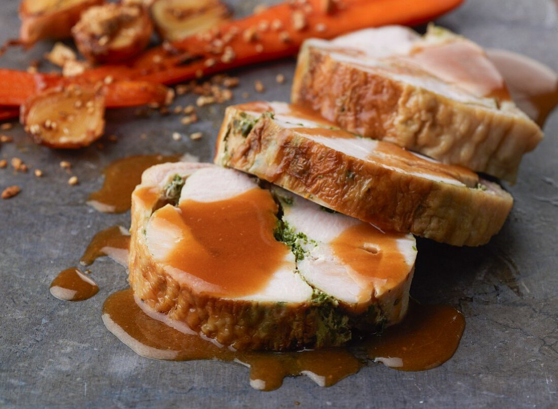 Turkey breast stuffed with parsley