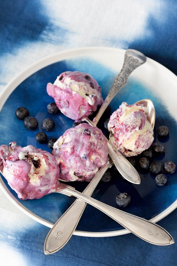 Homemade blueberry ice cream sticks