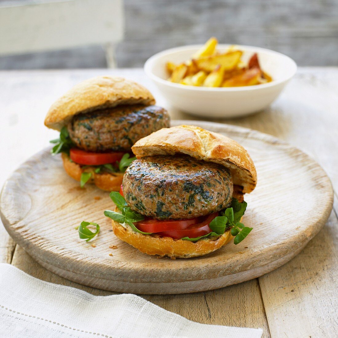 Lamb burgers with mint and spinach
