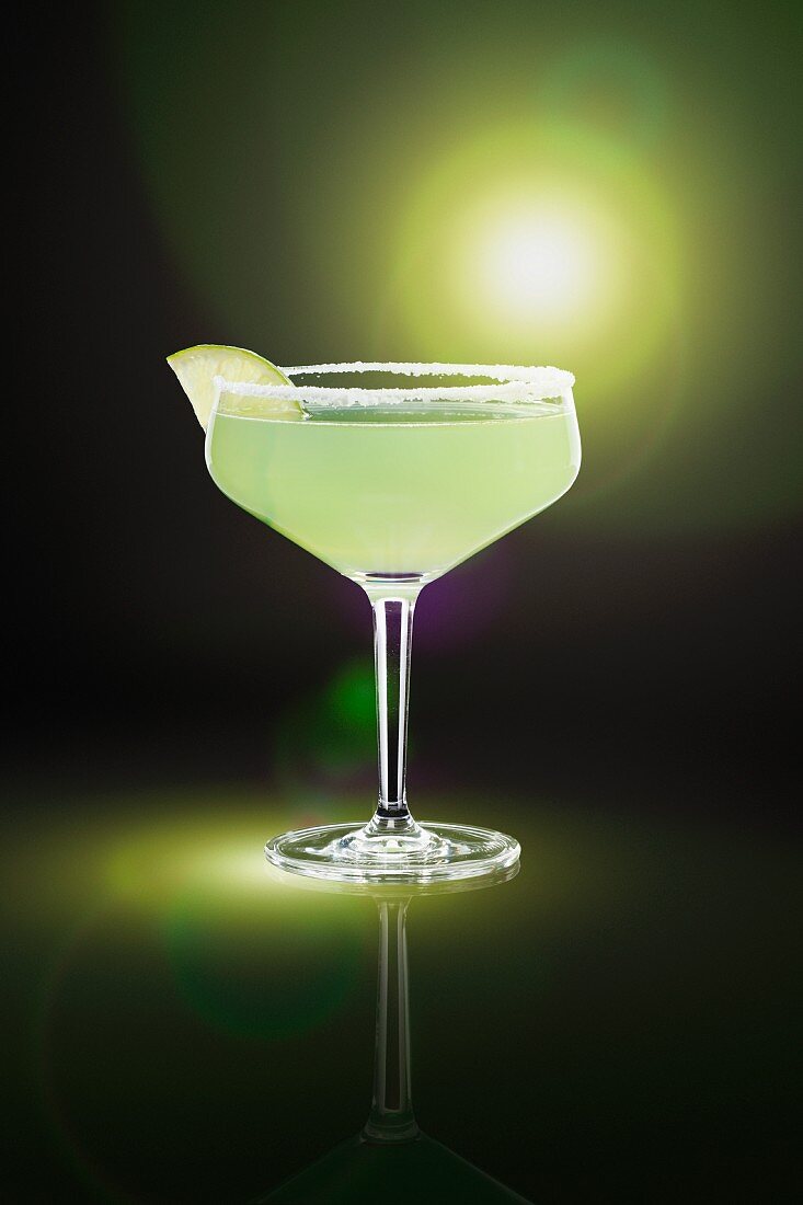 Margarita in glass with salted rim