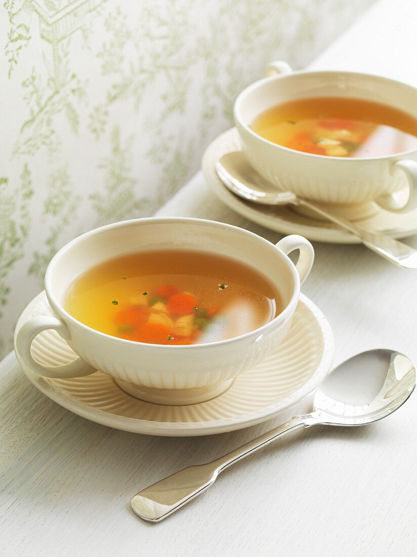 Chicken stock with vegetables