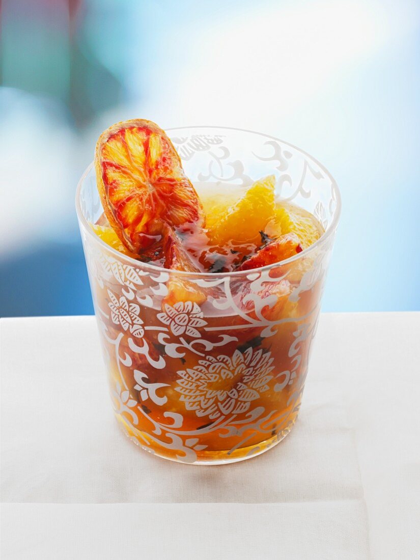 Tea jelly with citrus fruits