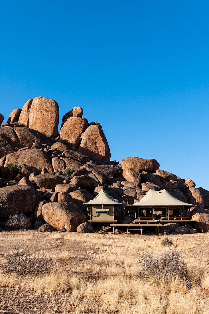 Luxuszelt im Boulders Safari Camp, Wolwedans, NamibRand Privatreservat in Namibia