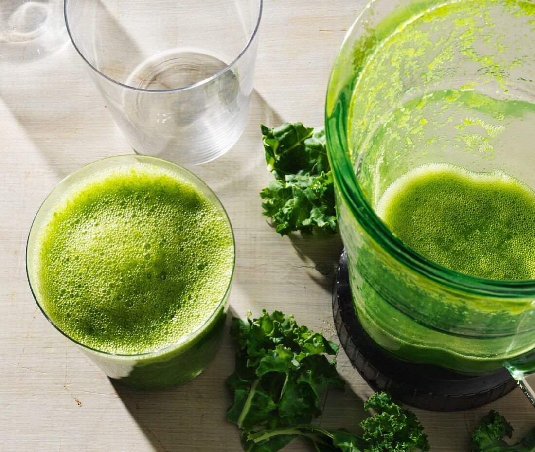 A healthy green kale shake