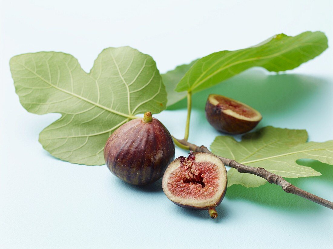 Fresh figs with leaves