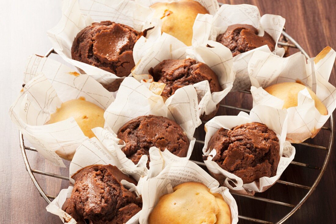 Chocolate and vanilla muffins