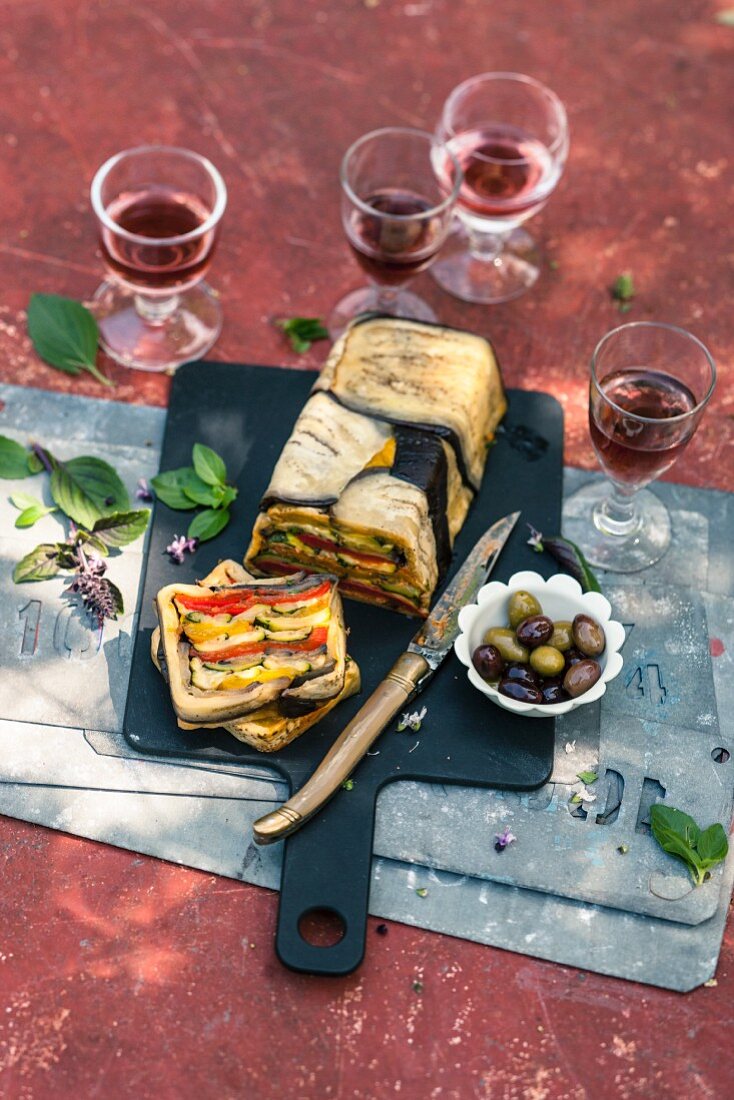 Aubergine terrine with peppers (Provence, France)