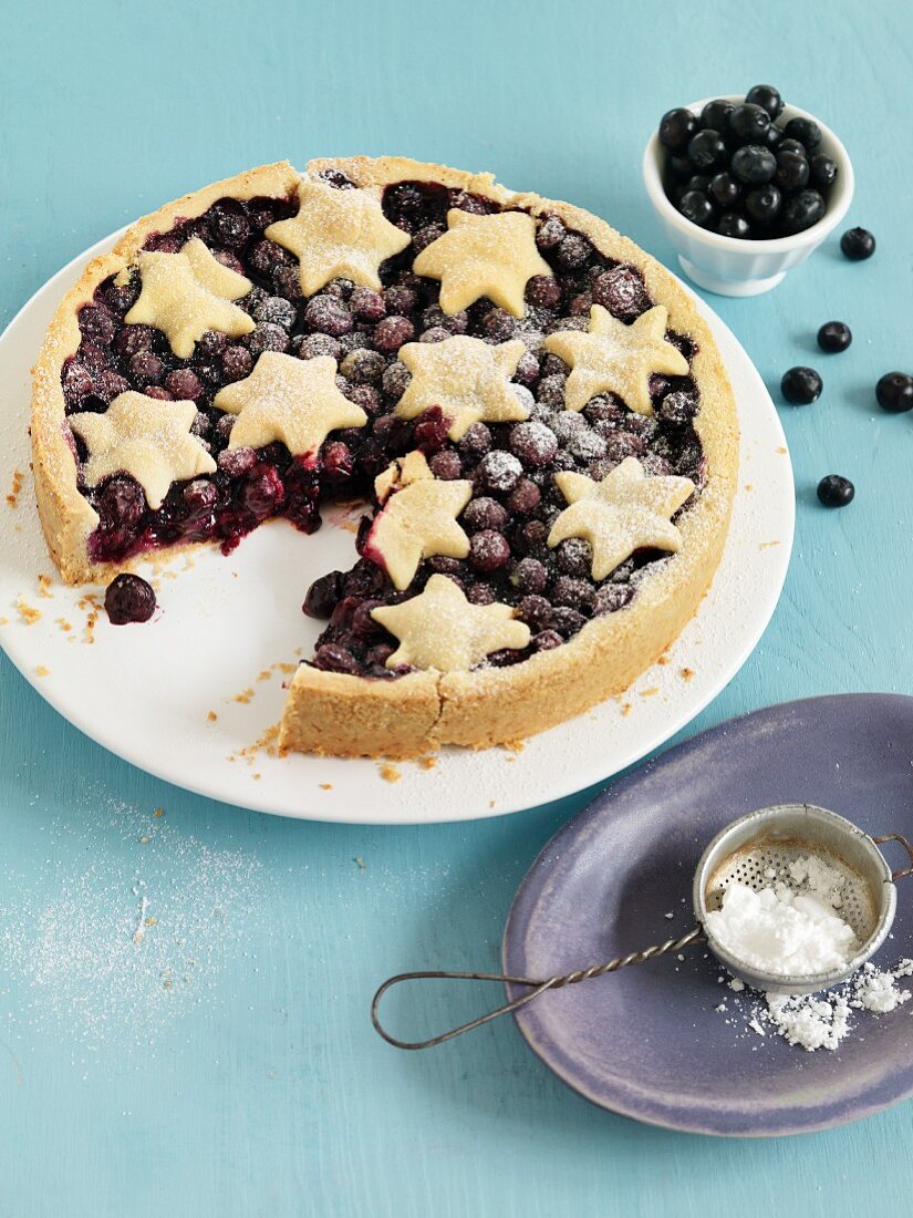 Blueberry pie topped with pastry stars