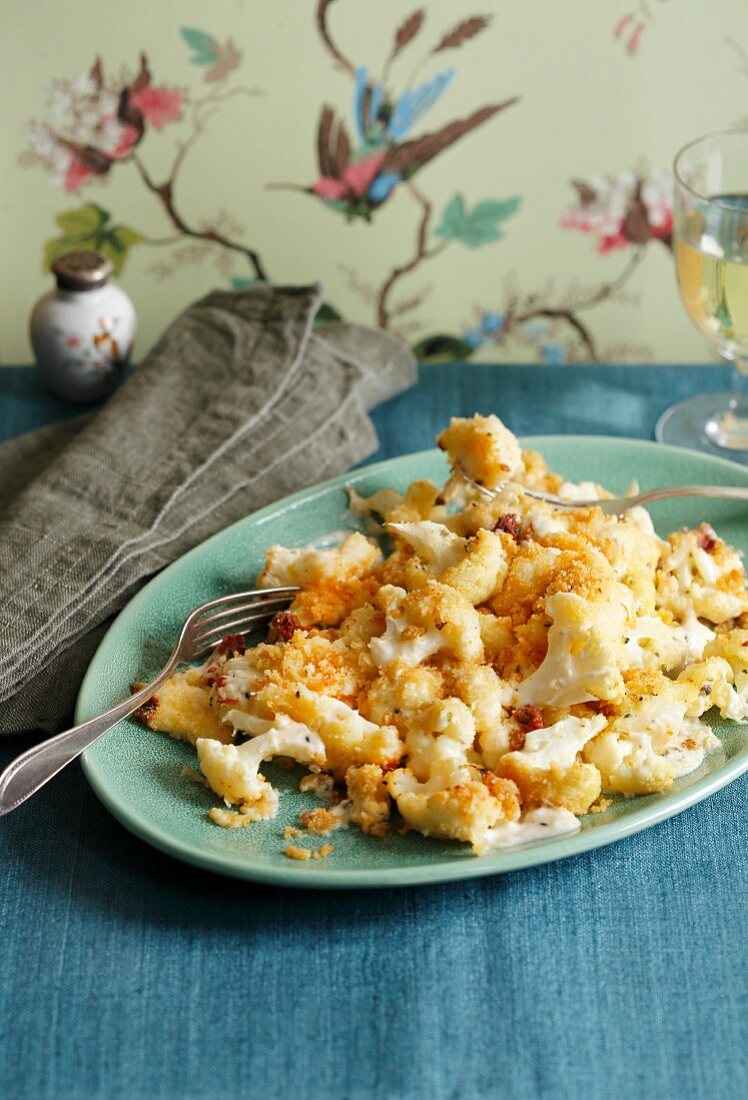 Cauliflower with cheese sauce and crumb butter