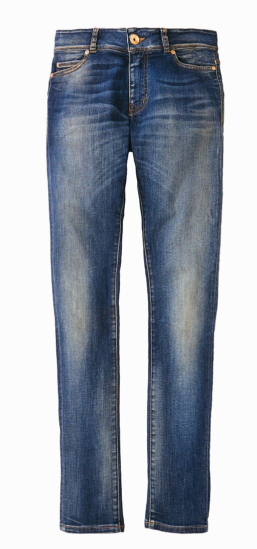 Used-look blue jeans