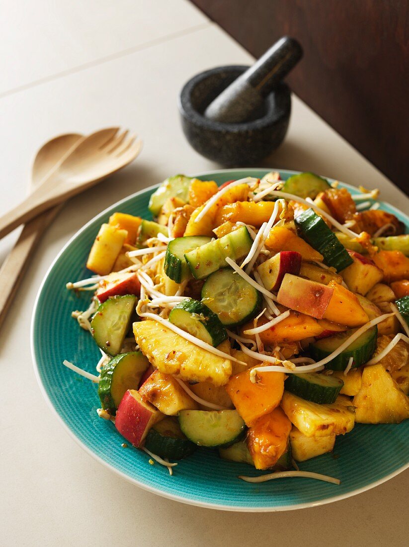 Balinese vegetable salad with pineapple and bean sprouts