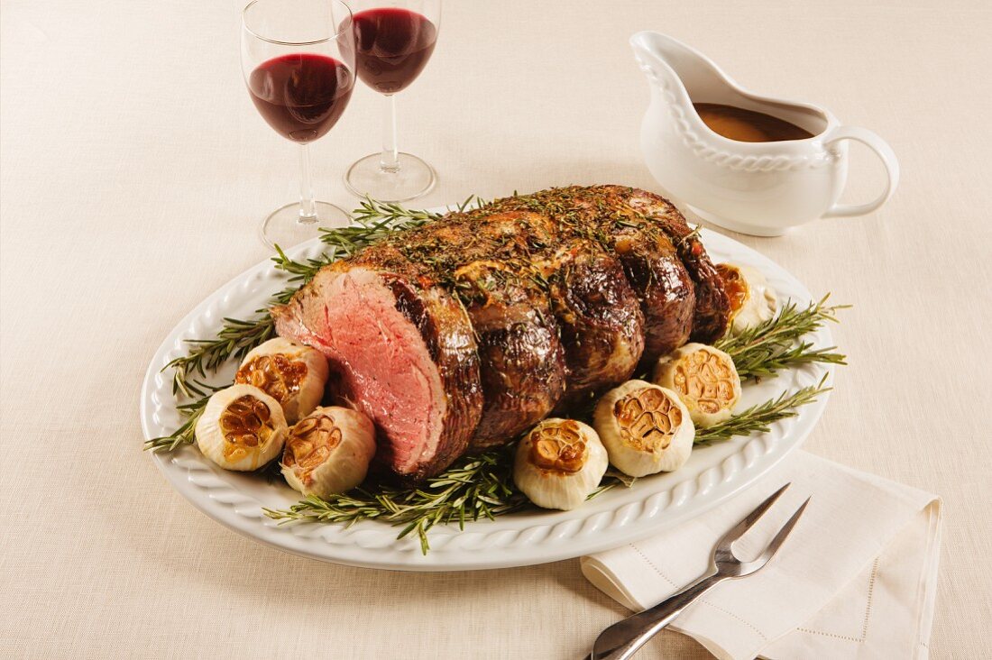 Roast beef roulade with rosemary and garlic