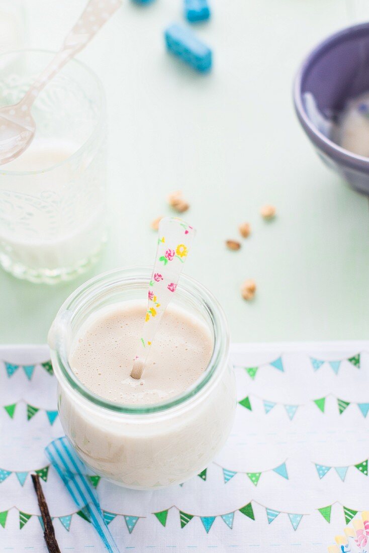 Banana and milk smoothie as baby food