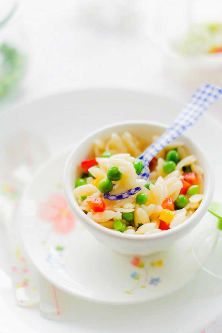 Orzo pasta with vegetables as baby food