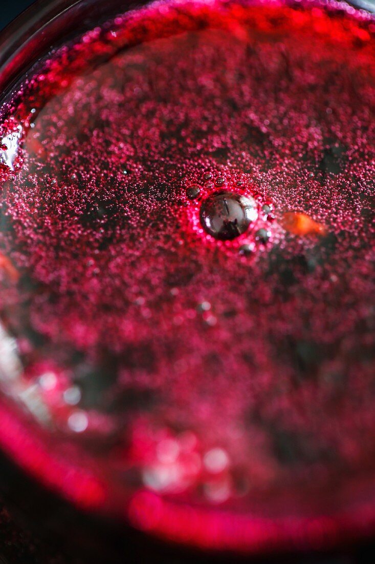 A glass of grape jam (close up)