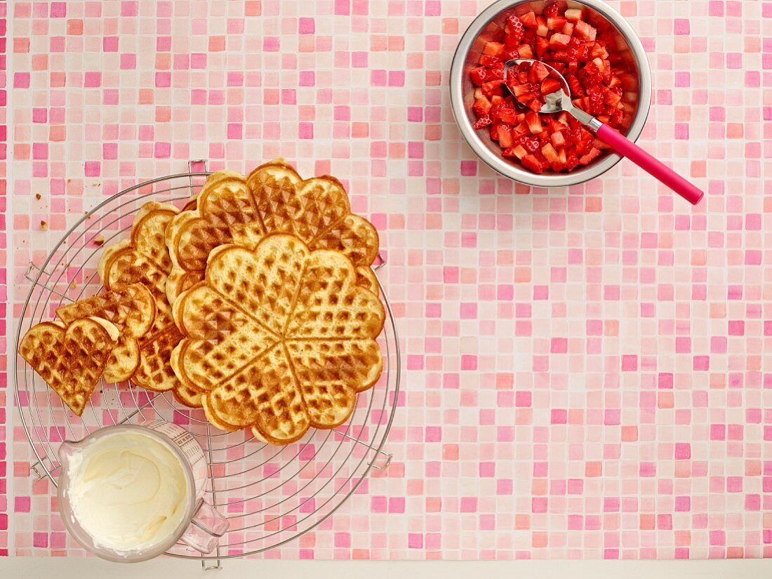 Belgische Waffeln mit Erdbeeren